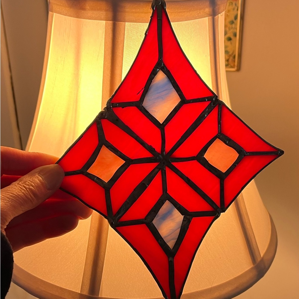 Stained Glass Red Diamond Suncatcher - Picture 2 of 6